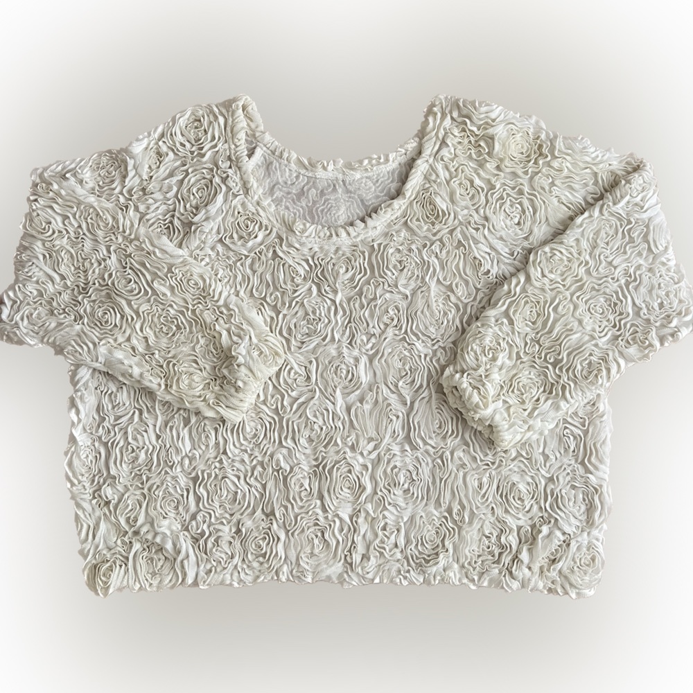 American Apparel White 3D Rose Mesh Jumper